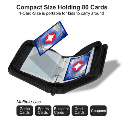 GEAoffice 1 Pocket Card Binder Mini Size, Super Lightweight Small Collectible Trading Card Albums for 80 Cards, 1 Pocket Top Loading Binder for TCG, MTG, Sports&Game Cards, Black