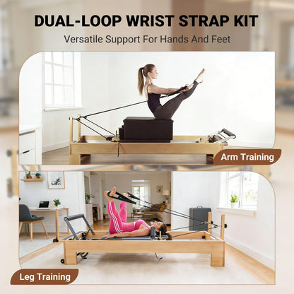 YIBEICO Padded Double Loop Kit for Balanced Body Pilates Reformer, Straps with D Rings for Studio, for Clinical, for Allegro 1 Pilates Reformers Equipment
