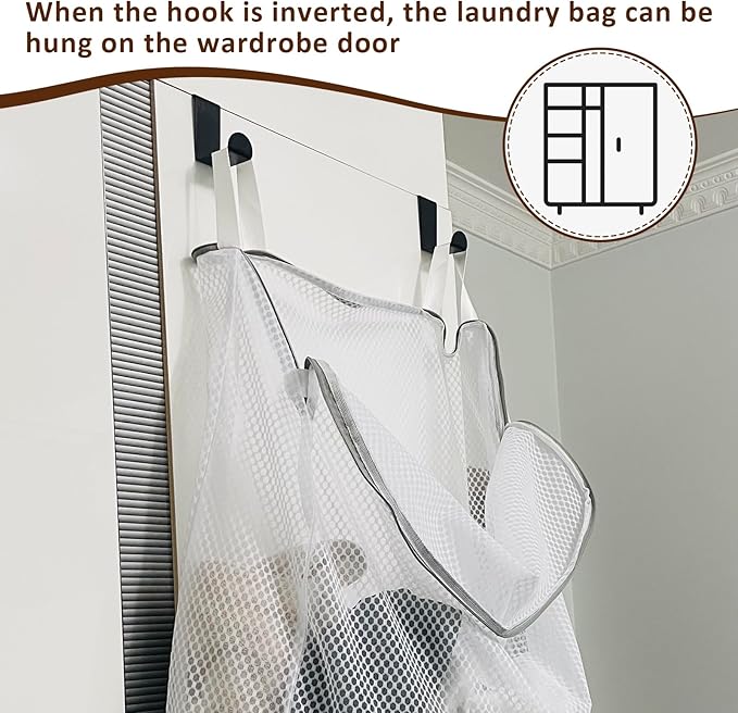 Hanging Washable Laundry Hamper, Over Door Mesh Laundry Bag