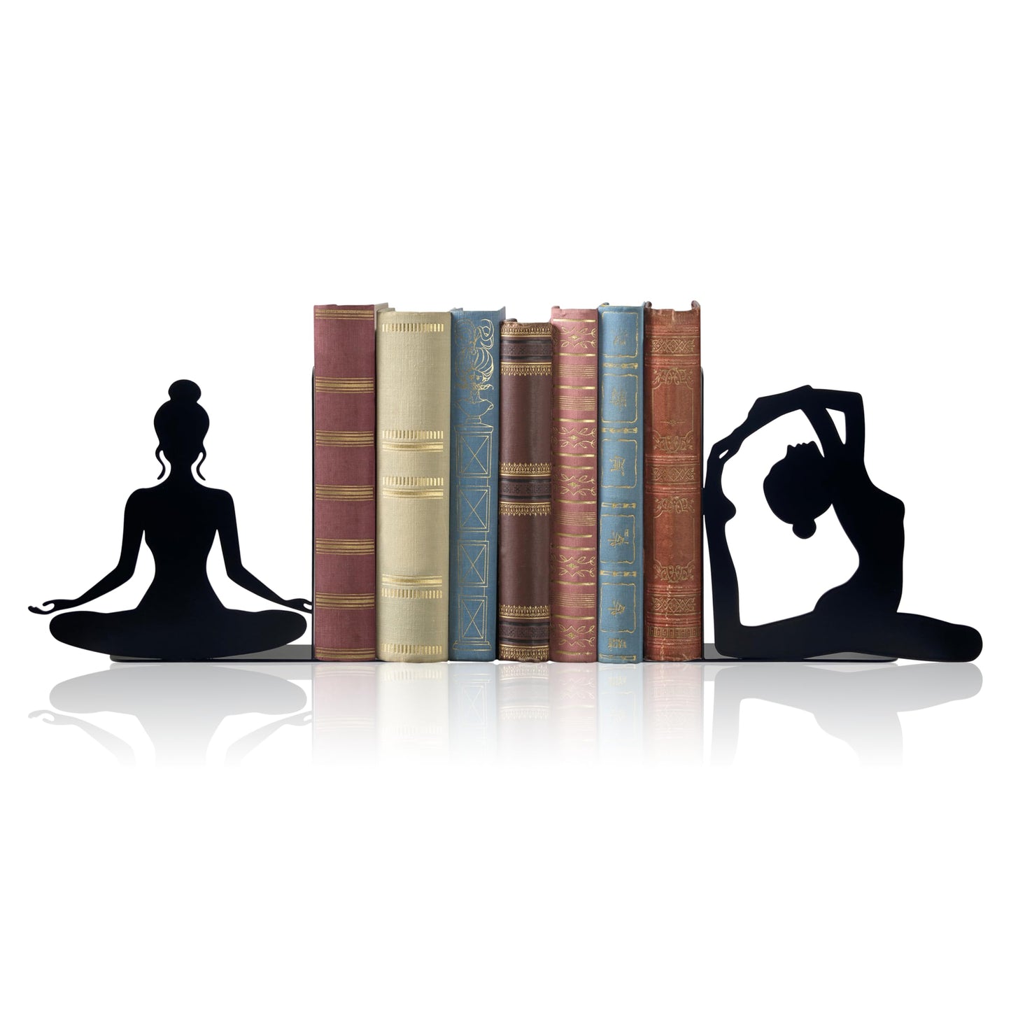 Yoga Pose Metal Decorative Bookends, Yoga Decor, Yoga Gifts for Women for Home, Bedroom, Bookshelf, Office Decor, Living Room Decor(Black)