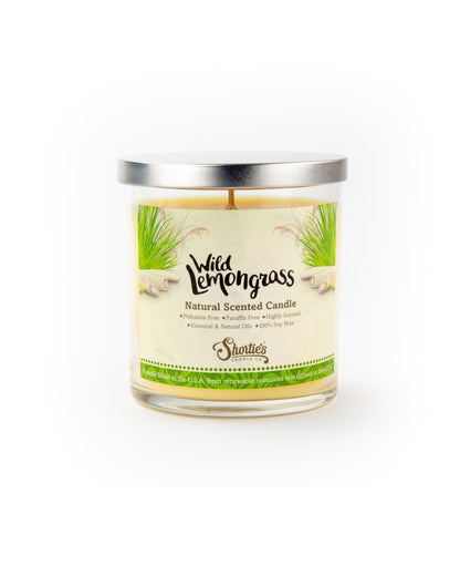 Wild Lemongrass Scented Natural Soy Candle, Essential Fragrance Oils, 100% Soy, Phthalate & Paraben Free, Clean Burning, 9 Oz.