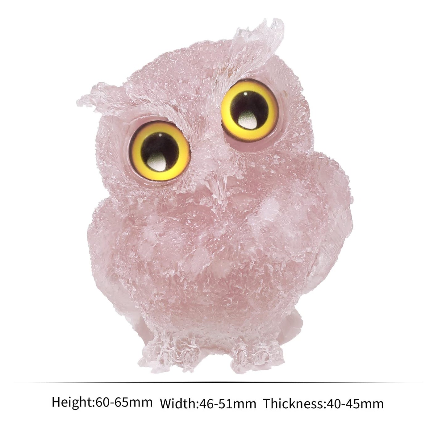 Nupuyai 2.5 inches Orgone Resin Crystal Chips Tumbled Stone Owl Statue, Mini Hand Carved Stone Crystal Animal Figurines for Tabletop Indoor Outdoor, Rose Quartz