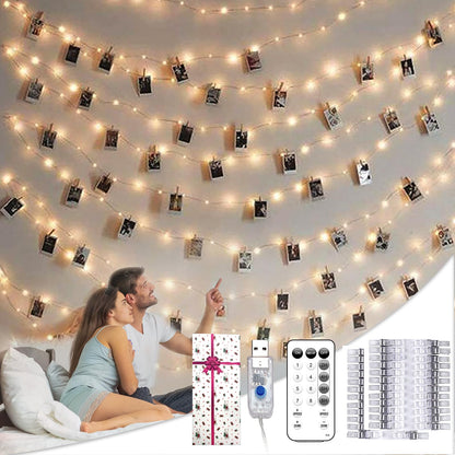 Teen Girl Gifts Trendy Stuff: Aesthetic 40Ft 120LED Hanging Picture Fairy Lights with 50 Clips - 8 Modes & Timer, Waterproof - Trendy Teenager Girl Gift for Birthday Christmas, Dorm Bedroom Wall Décor