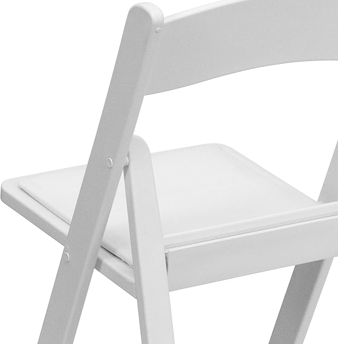 Flash Furniture Hercules Series Folding Chair - White Resin - Set of 4 800LB Weight Capacity Comfortable Event Chair - Light Weight Folding Chair