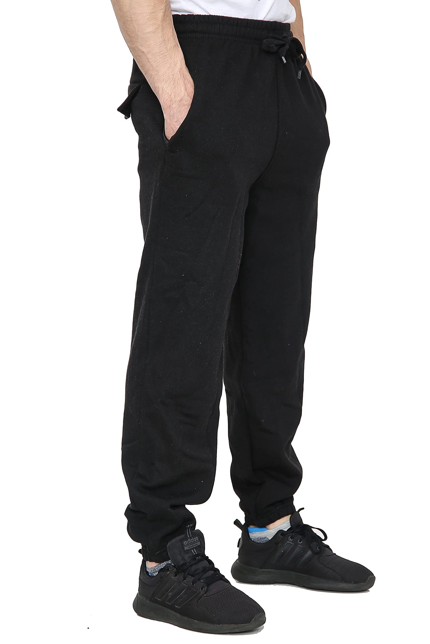 Mens Fleece Jogging Bottoms S-6XL (L, Black)