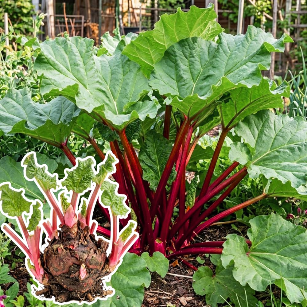 5 Rhubarb Roots for Planting, Crown Rhubarb Rhizomes Perennial Vegetable Plants, Cold Hardy Garden for Outdoor Growing