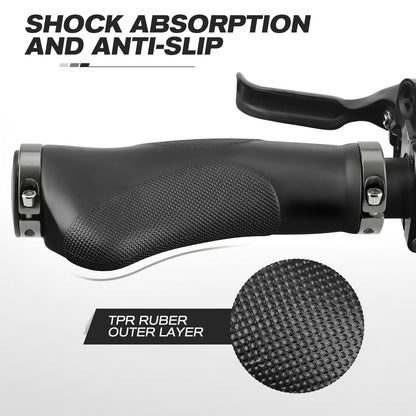 GXCROR Ergonomic Bike Grips with Anti-Slip Dot Design | Shock-Absorbing Rubber Handlebar Grips for Mountain Bikes | 130mm Locking MTB Grips