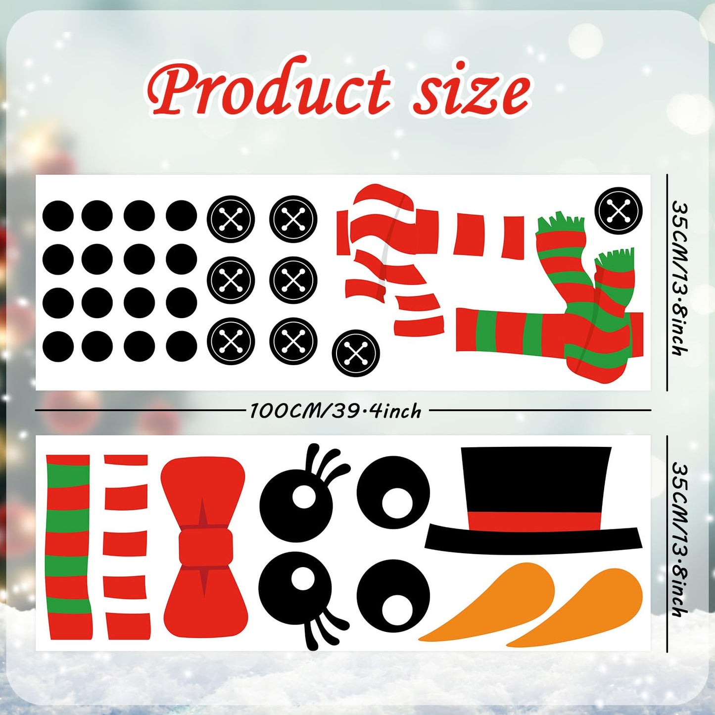 JarThenaAMCS 2 Sheet Christmas Snowman Door Stickers Removable Winter Snowman Wall Decals Large Xmas Mural Stickers for Home Window Door Refrigerator Decor