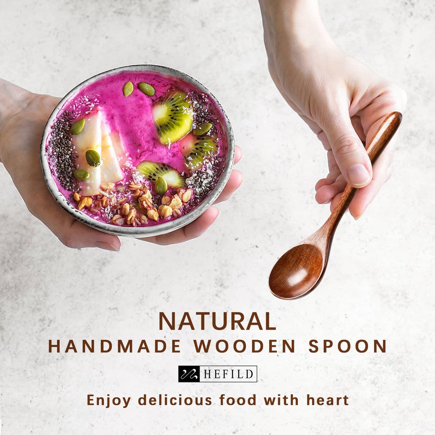 Hefild 2 PCS Wooden Spoons for Honey, 6.7 inch Small Wooden Spoons & 2 PCS Small Wooden Spoons, 5.8 Inch Honey Spoons for Tea