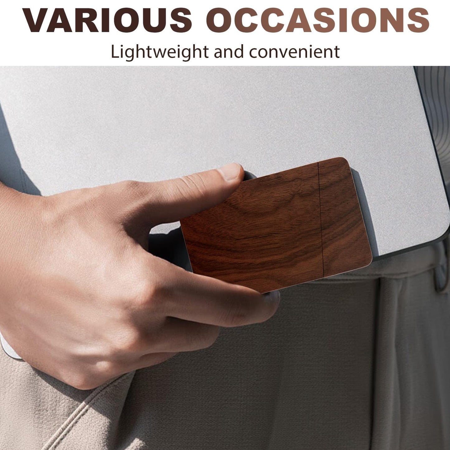 YOYAI Wood Business Card Holder Case Magnetic Closure Portable Lightweight Handcrafted Wooden Card Carrier