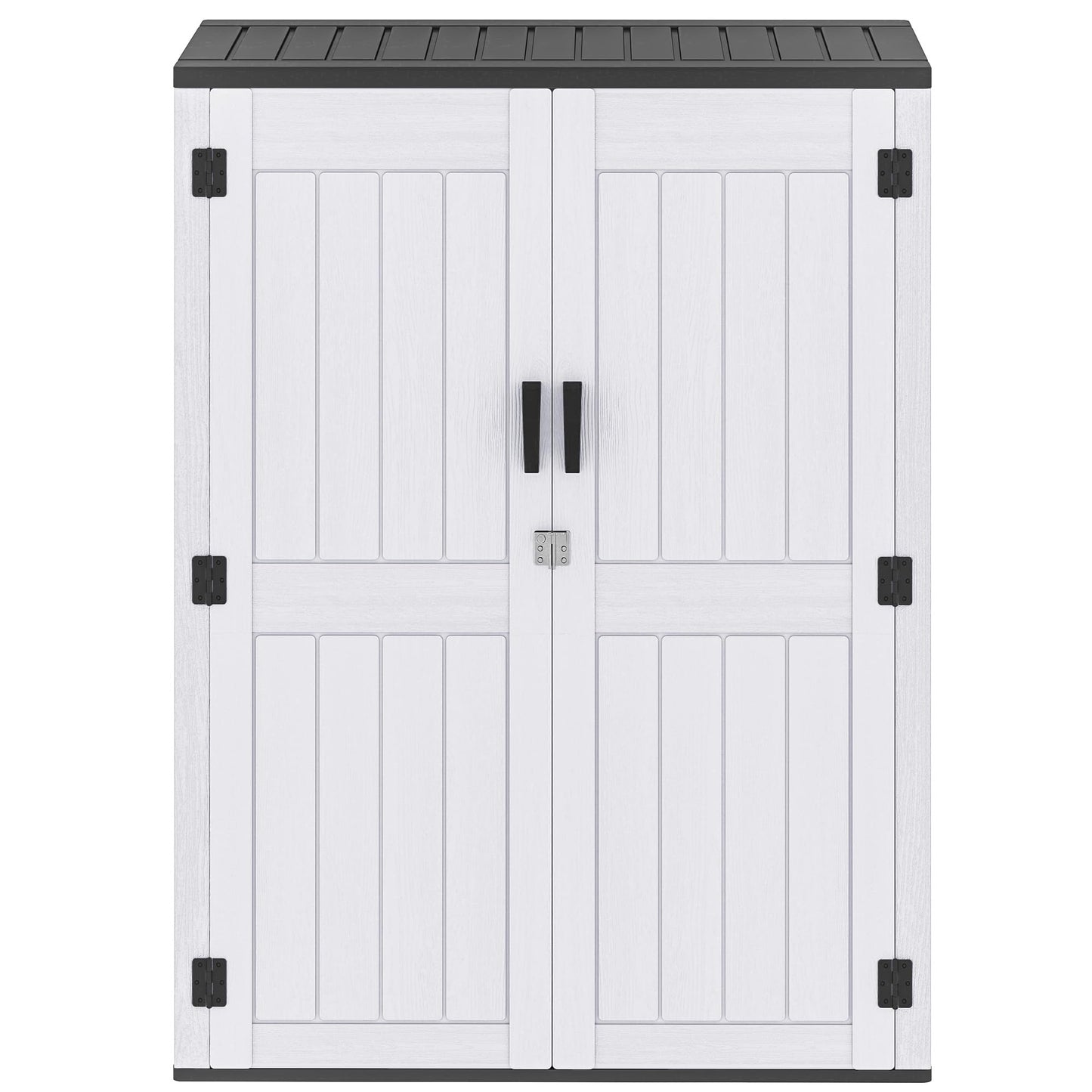 DWVO 59 Cu. Ft. Vertical Storage Shed, Weatherproof Outdoor Tall Cabinet with Double-Wall Panels and Floor, Lockable Resin Shed for Garden, Garage, Patio, Light Gray (Shelves Not Included)