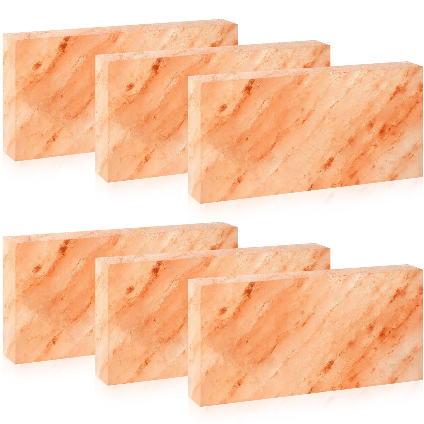 Swiffen 6 Pcs Himalayan Salt Tiles for Sauna Spa, 8 x 4 x 1 Inches, Natural Pink Salt Bricks Bulk Stone Blocks for Building Sauna Room, Spa Walls, Massage, Dry Aging, Wellness Centers, Home DIY Decor