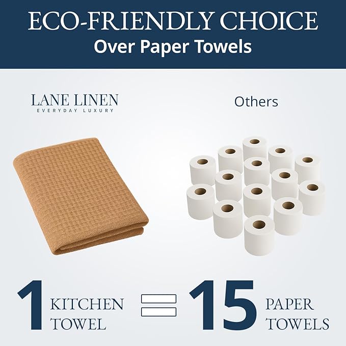 LANE LINEN Kitchen Towels & Dishcloths Set of 12-100% Cotton, Quick-Drying 18”
