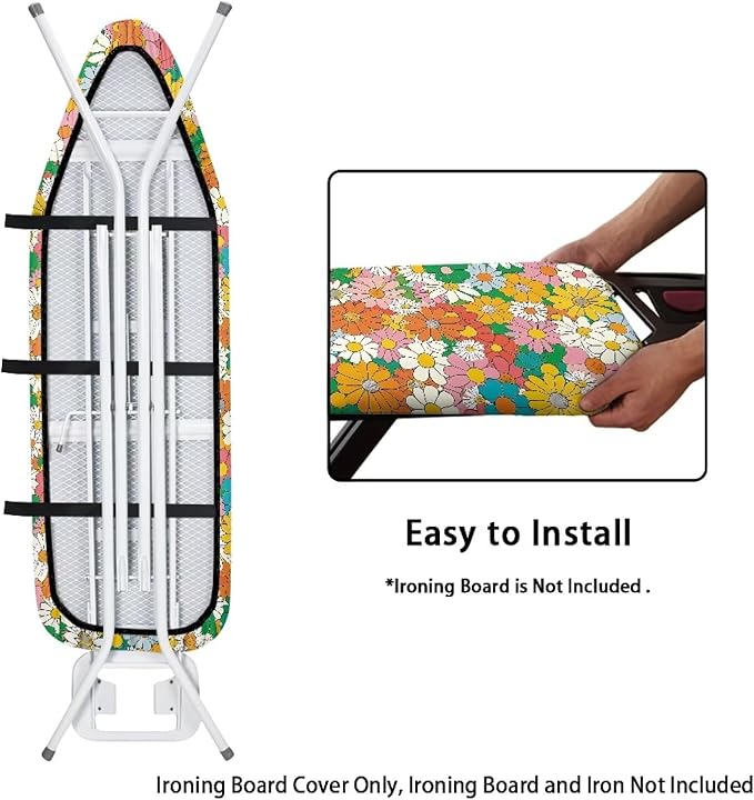 Hippie Flower Ironing Board Cover Christmas Full Size Scorch Resistant Padding