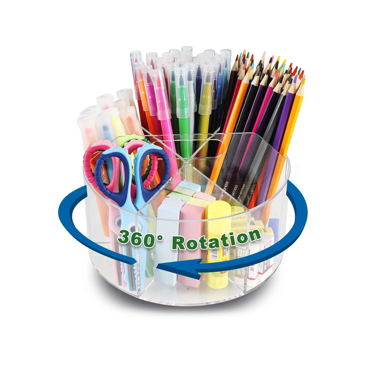 Fab Glass and Mirror Clear Acrylic Pen Holder – Multi-Function Desk Organizer, Makeup Brush Holder, Pencil Cup for Desk, Modern Storage Solution for Office, School & Vanity