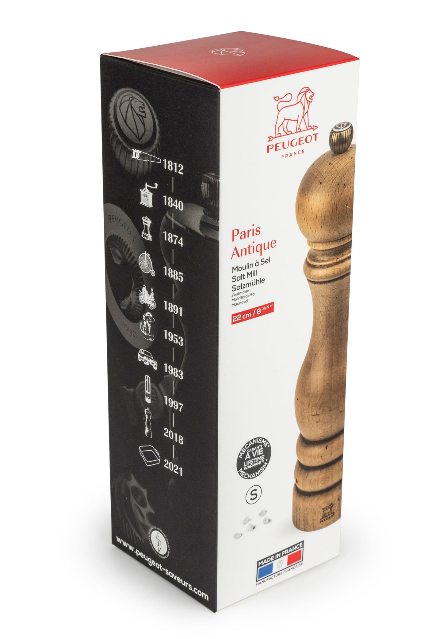 Peugeot Paris Classic Collection Antique Salt Mill, 22cm/8-3/4", Natural
