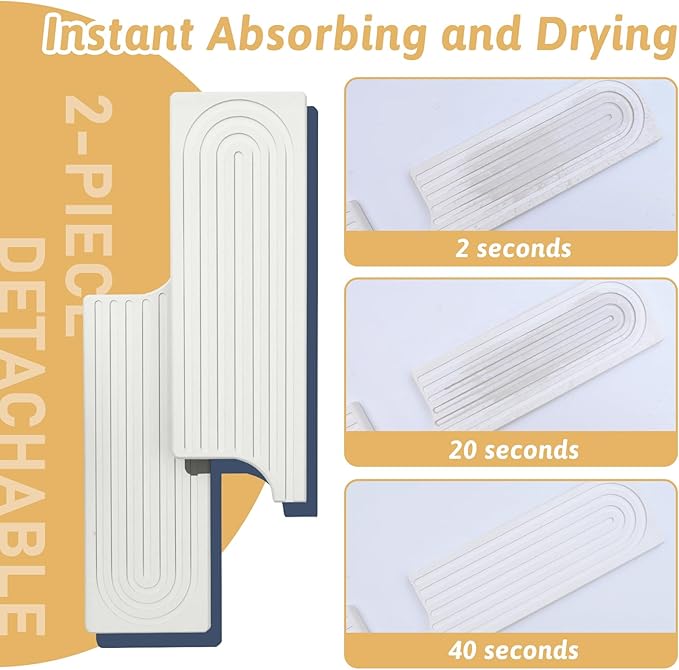 U Shape Sink Draining Mat Behind Faucet, Super Absorbent Diatomite Fast Drying