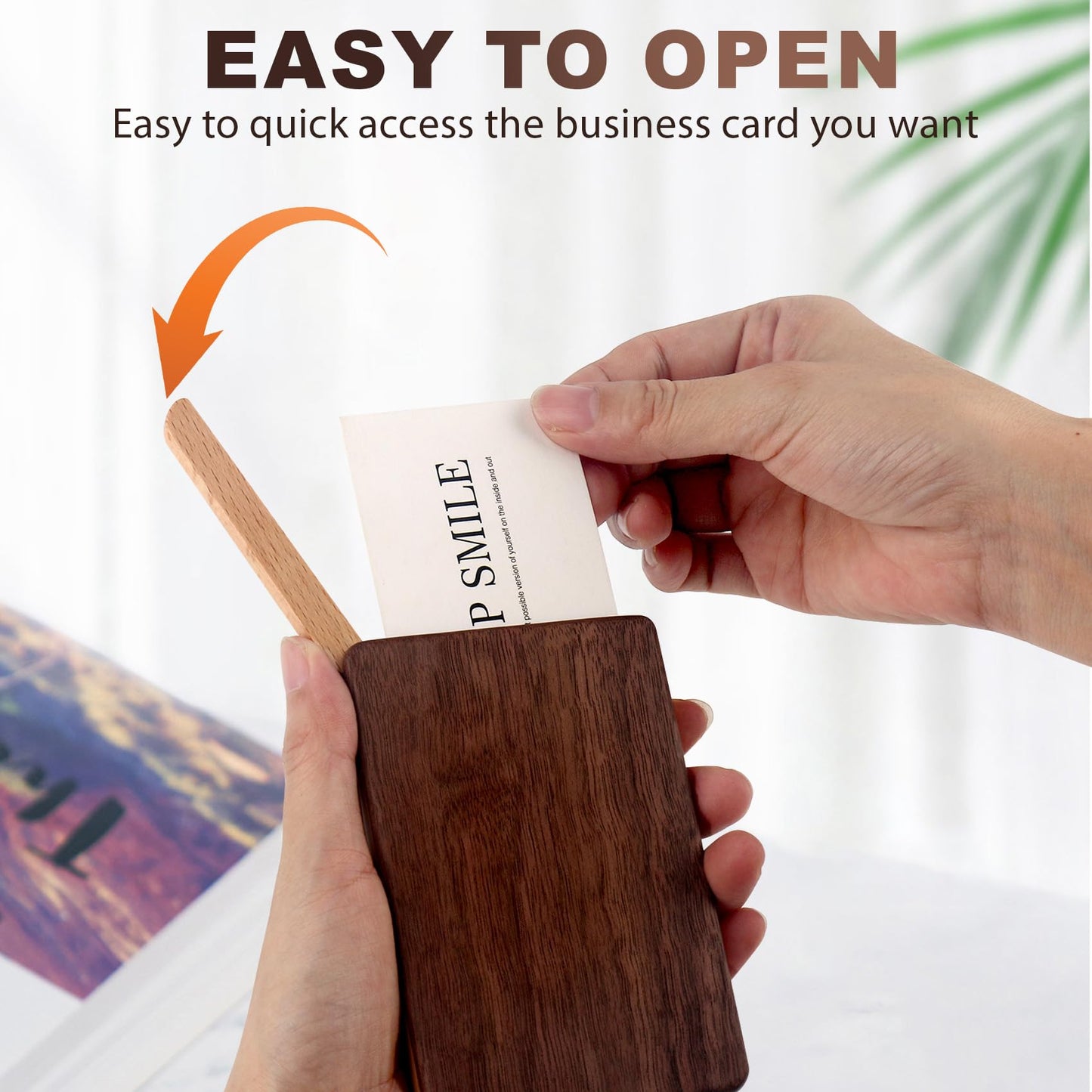 YOYAI Wood Business Card Holder Case Magnetic Closure Portable Lightweight Handcrafted Wooden Card Carrier
