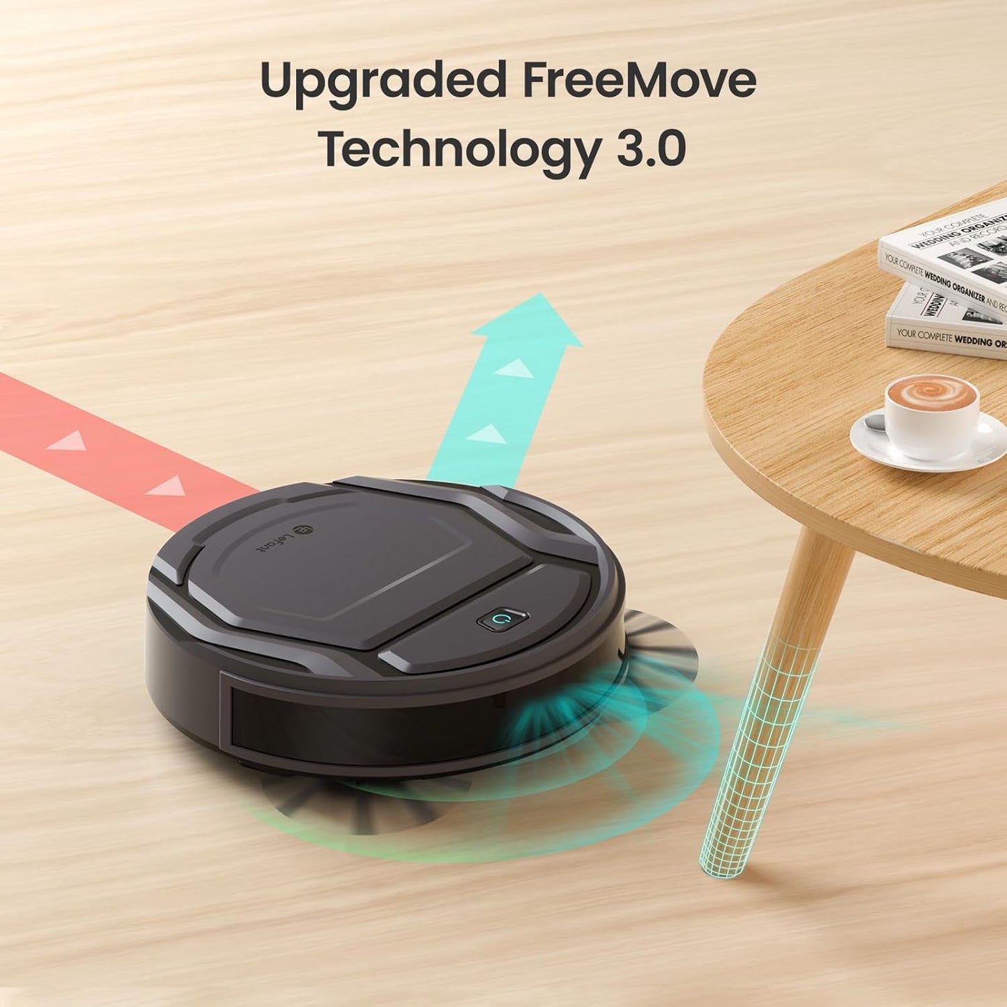 Lefant M210 Robot Vacuum Cleaner, 120-Min Runtime, Compact Design, Powerful Suction, Low Noise, Wi-Fi/App/Voice Control, Self-Charging, Scheduled Cleaning, Ideal for Pet Hair and Hard Floors, Black