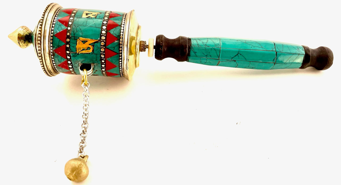 Himalayan Craft Tibetan Buddhist Prayer Wheel Hand Carved Copper Relaxation Meditation Yoga Handheld Spinner Wheel Set Om Mani Padme Hum Mantra Inside - Handmade In Nepal
