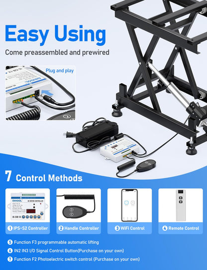 DIHOOL Electric Scissor Lift Table 330Lbs, 210-580MM,8-23in Height Adjustable Lifting Platform