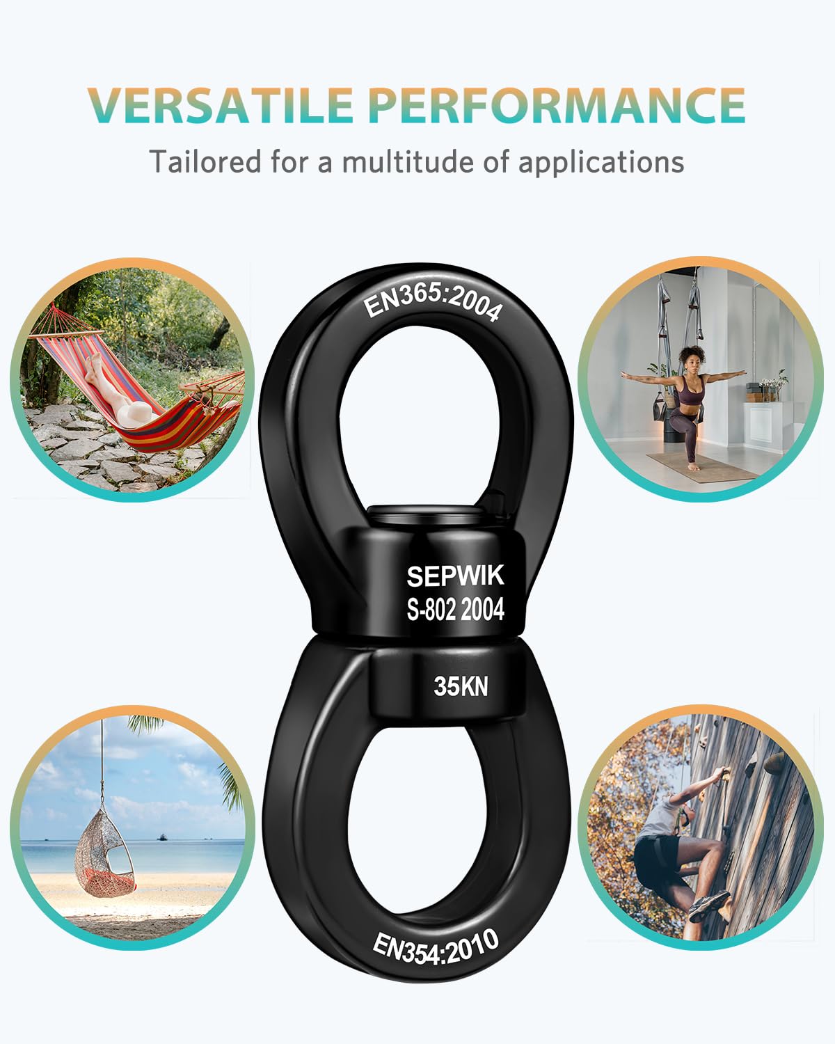 SEPWIK Swing Swivel, 35KN Swing Spinner, 360° Safety Rotational Device Hanging Accessory for Hanging Hammock, Aerial Dance