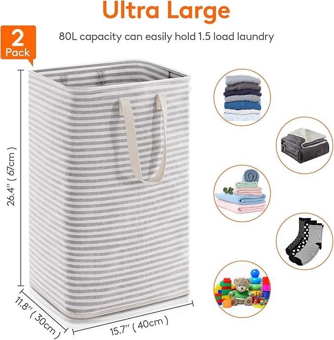 Lifewit 2 Pack Laundry Basket 80L Each