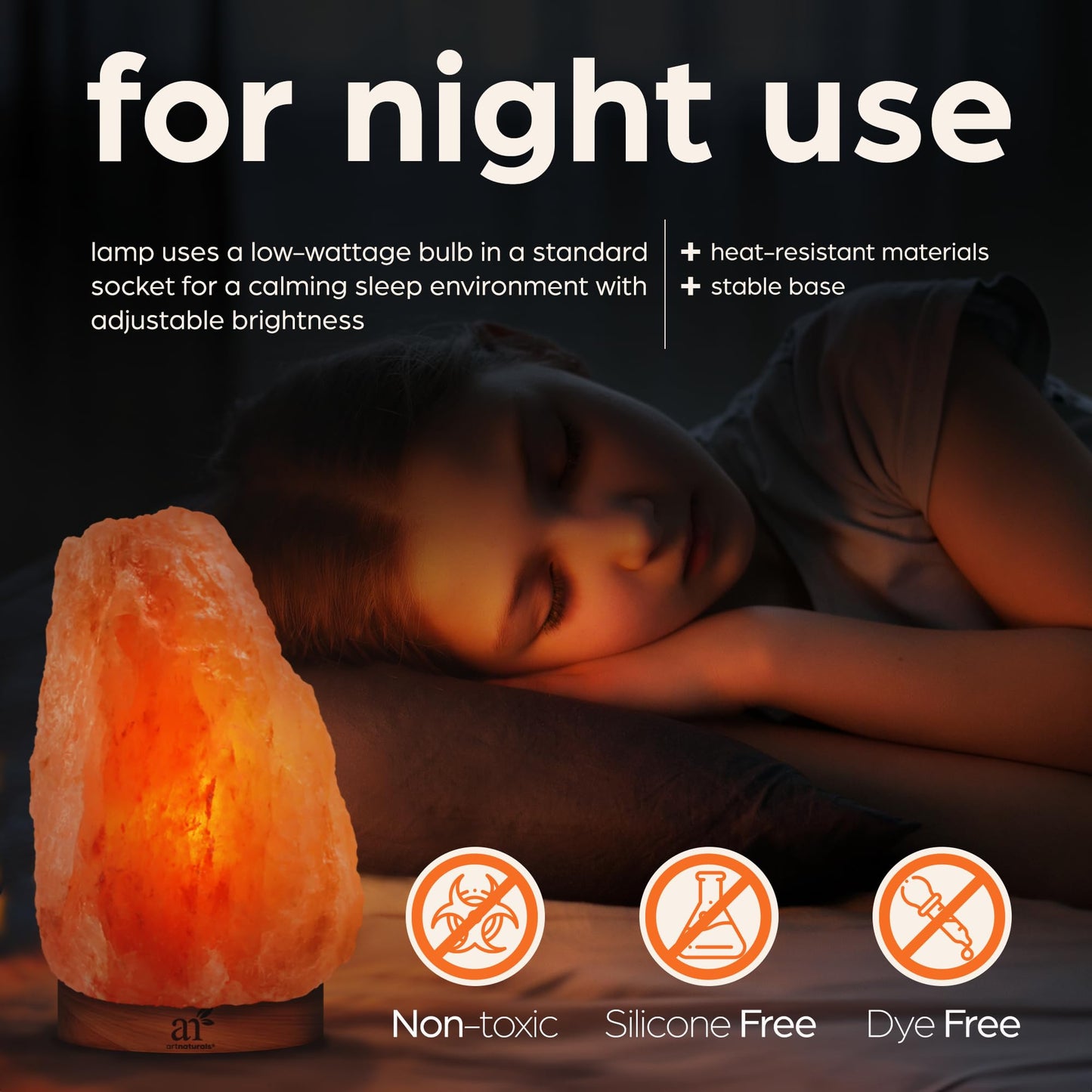 Artnaturals Himalayan Rock Salt Lamp - Natural Glow Night Light -Hand Carved Pink Crystal from Pure Salt - for Rest, Relaxation and Energy - Real Wooden Base (Pink)
