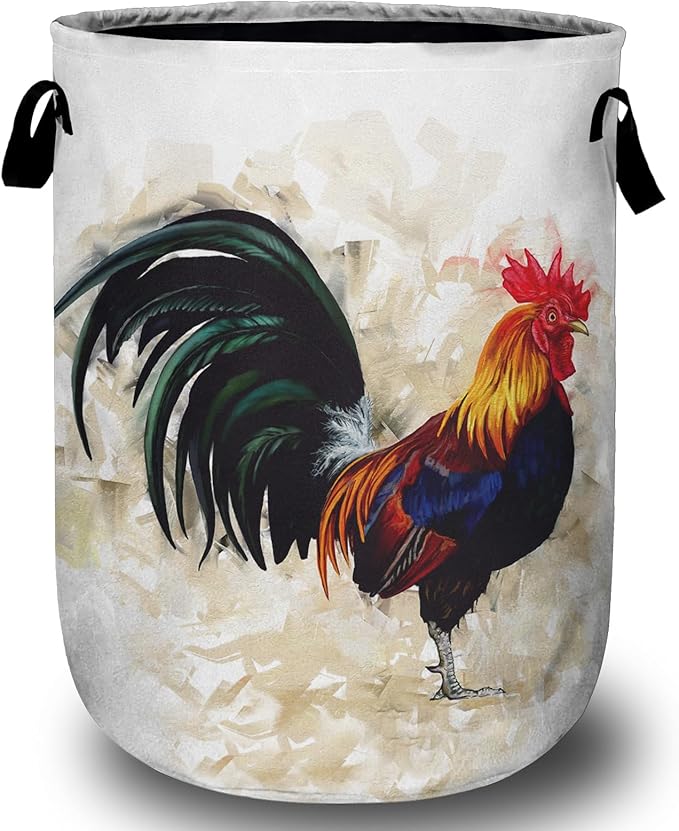 Vintage Rooster Laundry Basket, Farm Chicken Laundry Hamper Tote Bag Dirty