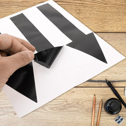 9 Pcs Black Arrow Stickers for Signs 7.8" Adhesive Arrows for Sign Large Vinyl Arrow Stickers Waterproof for Wall Marking Floor Road Instructions Arrows Marking (3 Sheets)