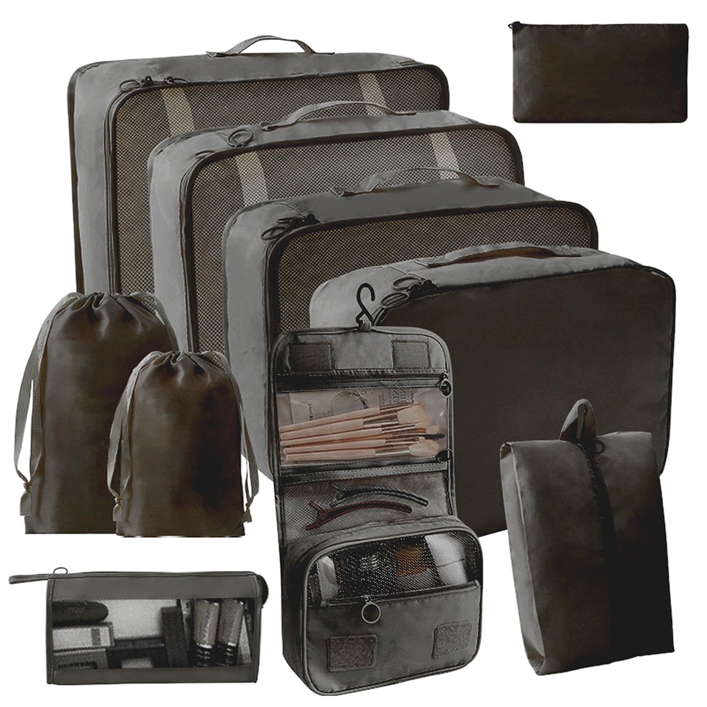 SLMT 10 Set Packing Cubes for Suitcases, Luggage Organizer Bags for Carry On, Travel Bags Organizer for Luggage, Must Have Travel Essentials for Women and Men (Black)