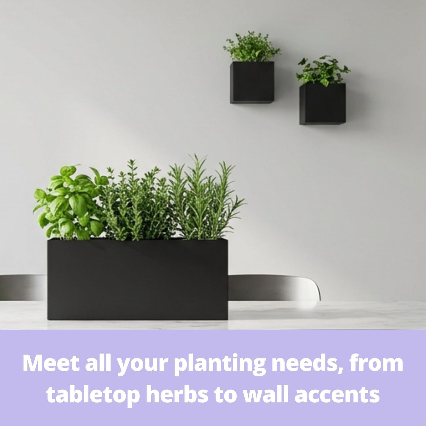 LaLaGreen Wall Planters (3 Set) Rectangular Wall Mounted Hanging Flower Boxes for Indoor Plants, Black Carbon Steel Metal Windox Box Planter Plant Pot Modern Balcony Windowsill Herb Home Garden Decor