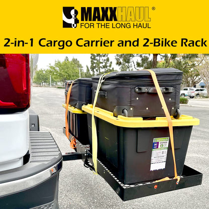 MaxxHaul 50641 60 inch x 20 inch 500 lb. Capacity 2 in 1 Hitch Mount Cargo Carrier Rack and 2 Bike Rack for 2 inch Receiver