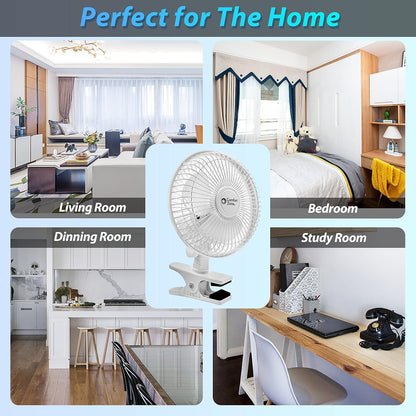 Comfort Zone Portable Clip on Fan, 6 inch Stroller Fan with Fully Adjustable Tilt, Quiet 2 Speed Bedside Fan, Mini Desk Fan, Table Fan, Easily Clip on to Desk, Stroller or Bedroom Nightstand, Black