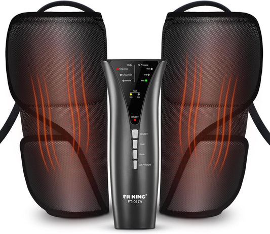 FIT KING Air Compression Leg Massager with Heat Calf Massager for Circulation (Corded Electric) Helpful for Pain Relief RLS Edema and Muscles Relaxation - Great Gift for Wife Mom