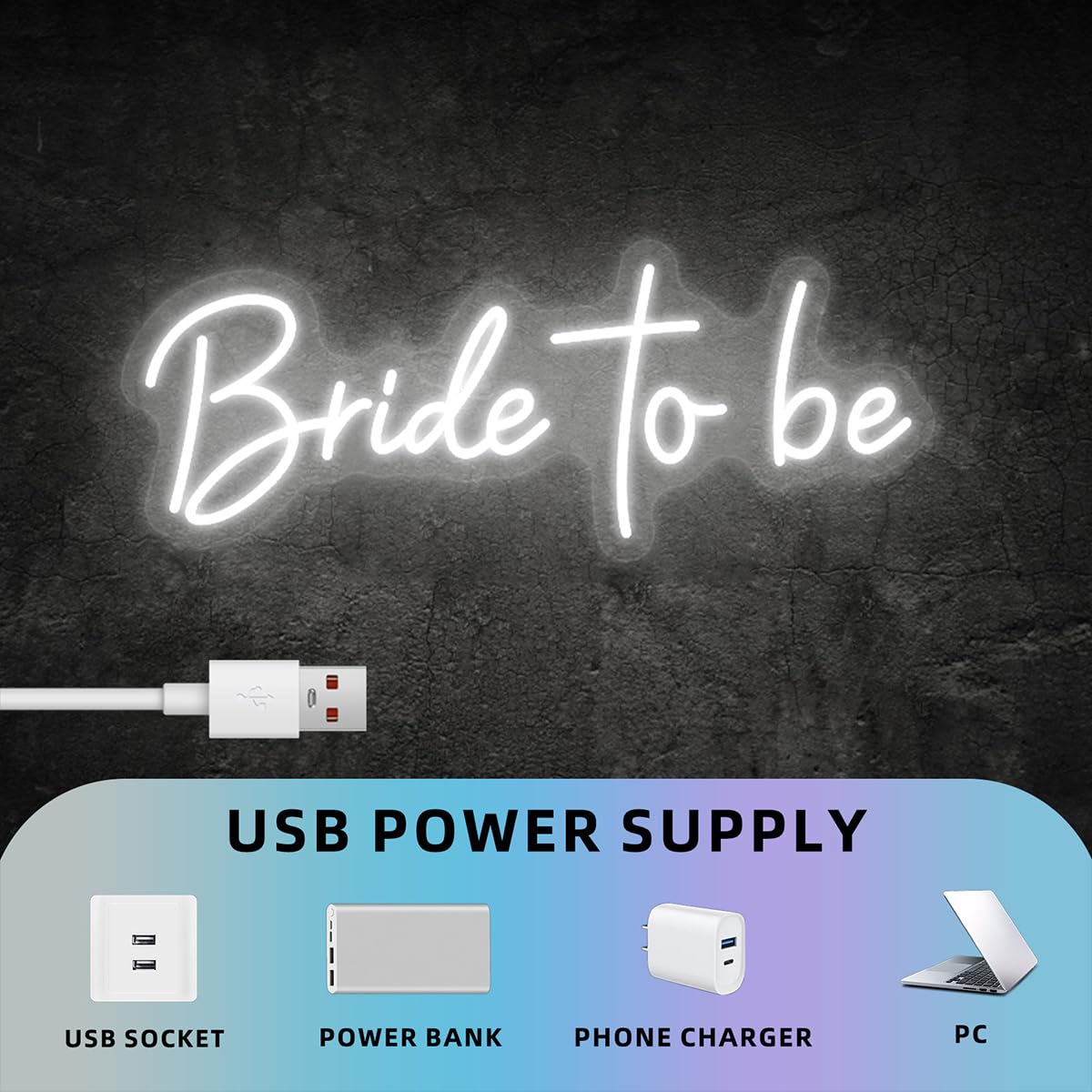 Bride to be Neon Sign,Dimmable LED Wedding Light Up Sign,Bachelorette Party Decorations Backdrop Neon Light for Bride, Bridal Shower Decor, 16.5 x 6.5 inch