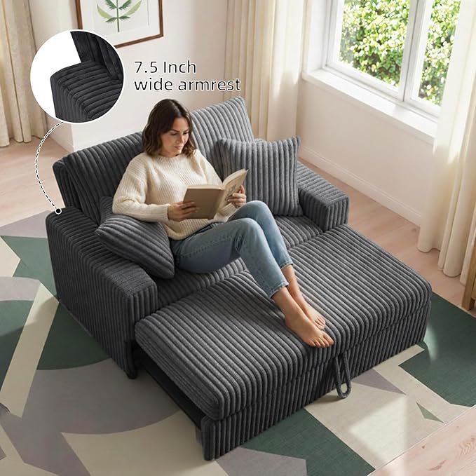 3 in 1 Convertible Sofa Bed，52.8" Pull Out Couch