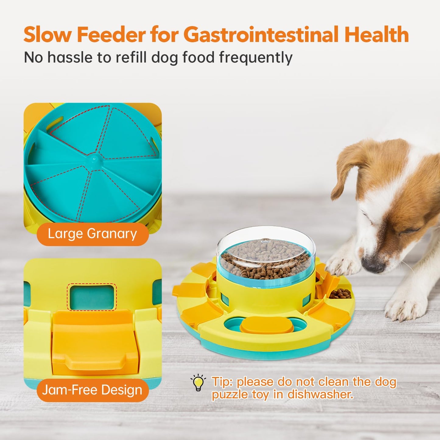 Potaroma Dog Puzzle Toy 2 Levels, Slow Feeder, Pup Food Treat Feeding Dispenser for IQ Training and Entertainment for All Breeds 4.2 Inch Height