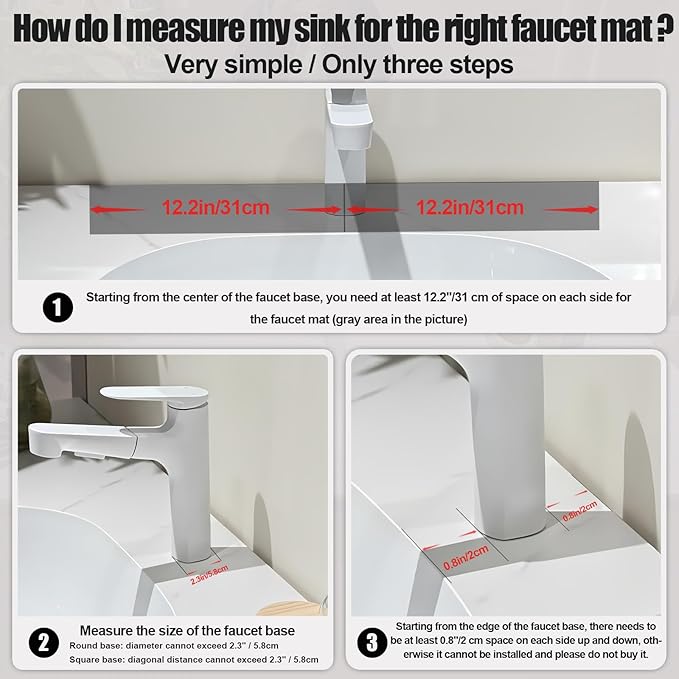 Stone Faucet Mat For Kitchen Sink, 23.6" Diatomite Quick Drying Stone Mat For