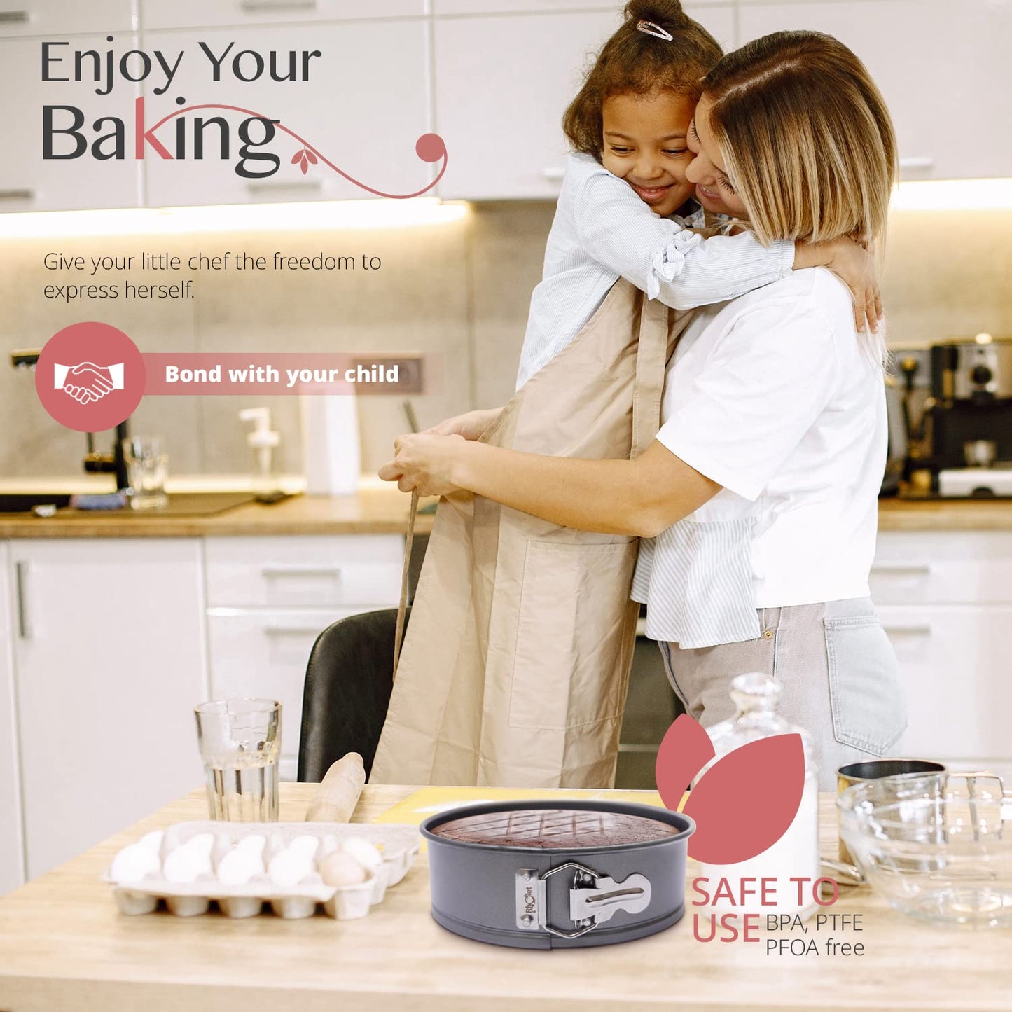 RHOLET Cake Tin 9 Inch for Baking, 23cm Springform Baking Tin for Cheesecake, Non-Stick Deep Round Cake Pans, Bakeware, Unique Rhombus Design-Oven Safe, Home and Kitchen
