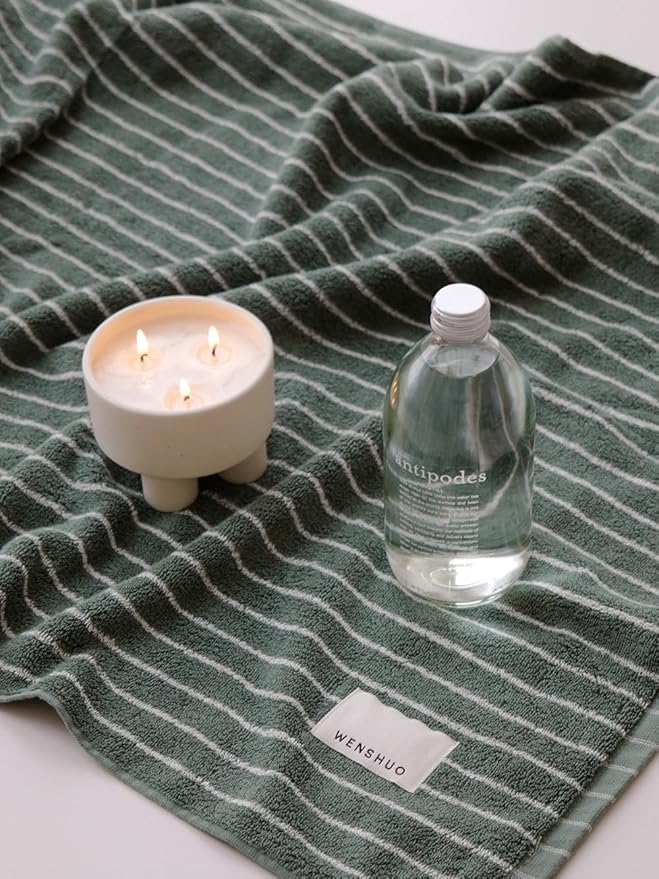 WENSHUO Frosted Pines-Striped Pure Cotton Hand Towel, 100% Combed Cotton