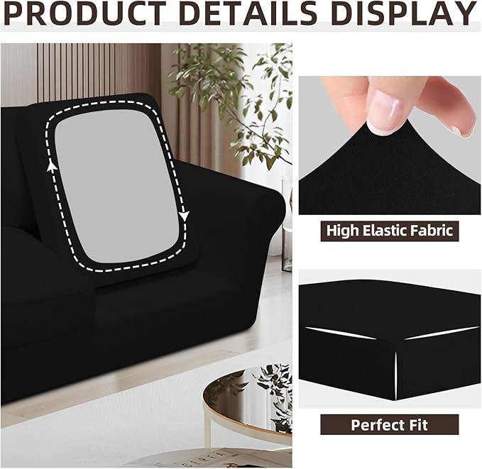 Easy-Going 3 Pieces Stretch Chair Cover Washable Chair Slipcover Set
