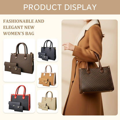 Tigpoy 3pcs Purses and Handbags Set for Women, Top Handle Satchel Purse, Satchel Shoulder Bag with Wallet and Card Purse, Vegan Leather Crossbody Bag Handbags for Daily Use (Coffee)