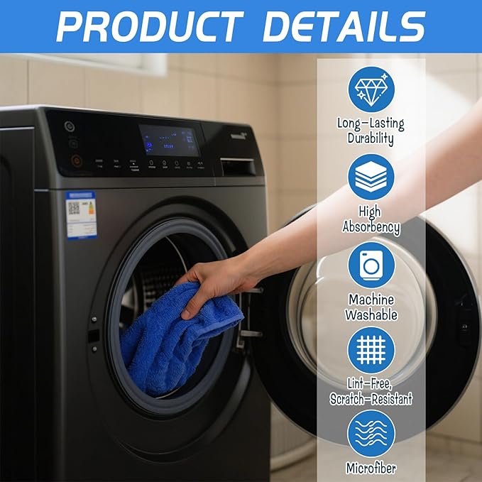 4 Pack Extra Large Microfiber Cleaning Cloths 20"x30", Lint-Free Reusable Towels