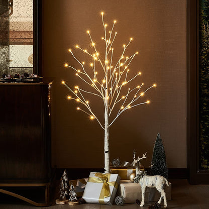 Hairui Lighted Birch Tree Plug in 4FT 72 LED White Twig Tree with Lights for Thanksgiving Christmas Room Decorations Indoor Outdoor