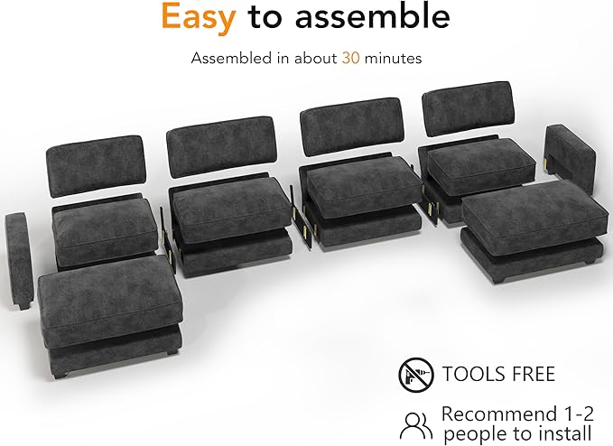 Vipbear 160" Oversized Modular Sectional Sofa, U Shaped Couch Set