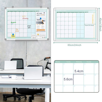 MAKELLO Magnetic Whiteboard Calendar Monthly Planner for Wall, Office, Classroom, Kitchen and Bedroom, 60x45cm