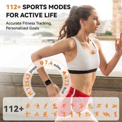 Kriutefy Smart Watch for Women (3 Bands), Fitness Tracker with Bluetooth Calls, IPX8 Waterproof Smartwatch for Android iPhone, 112+ Sport Modes, Heart Rate/Sleep/SpO2 Monitor, Gold