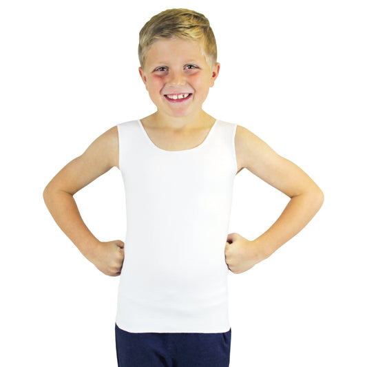 SmartKnitKIDS Compresso-T Deep Pressure Sensory Compression Undershirt - Alternative to Vest (White, Large)