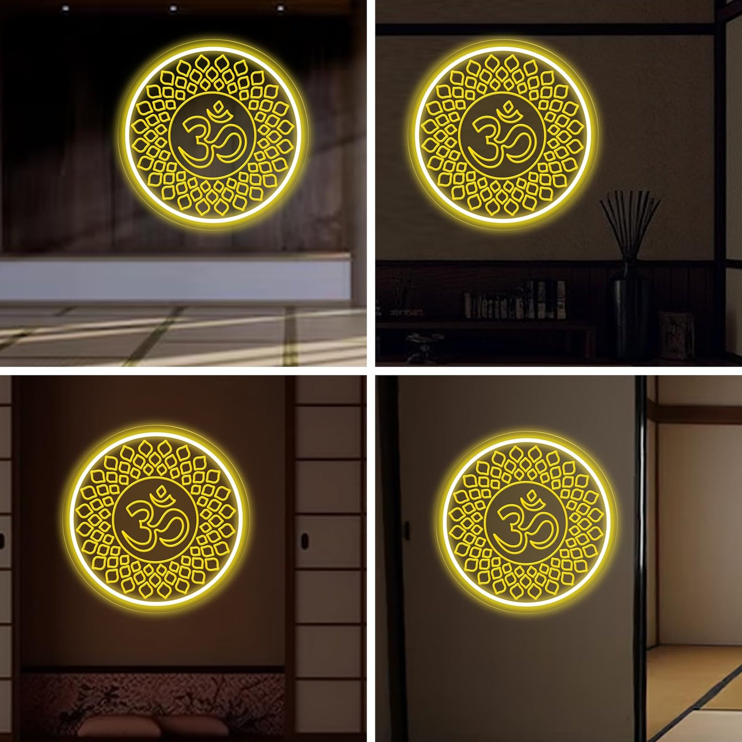 Om Buddha neon sign, Meditation light decor, Yoga wall decor, Mandala wall art, Home gym decor, Buddha symbol gifts, Yoga gifts, Meditation gift Zen Art Yoga Studio Pilates Studio Art Meditation-Yellow